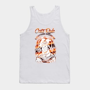 Cats Rule Everything Around Me - White and Gold Version Tank Top